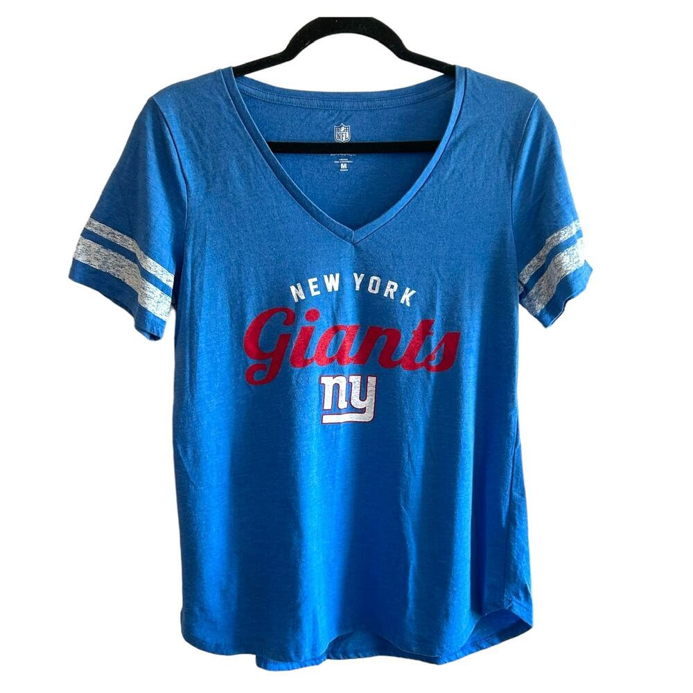 NFL Team Apparel New York Giants Short Sleeve Vneck Tshirt Blue Womens M